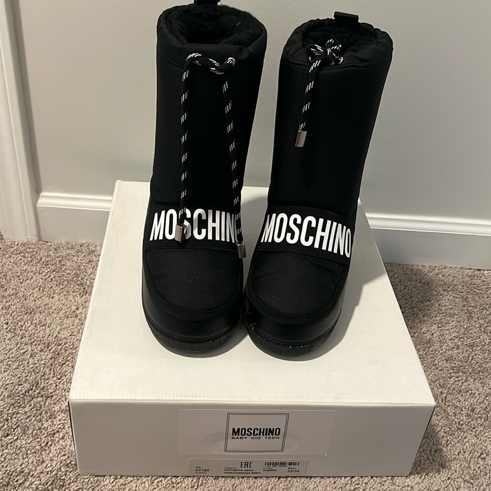 Kids Black Moschino Snow Boots